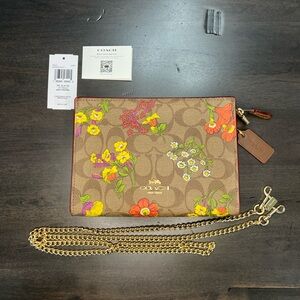 Coach Slim Crossbody In Signature Canvas w/ Floral Print Gold Tone Hardware